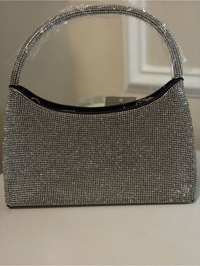 Crystal Embellished Silver Evening Bag